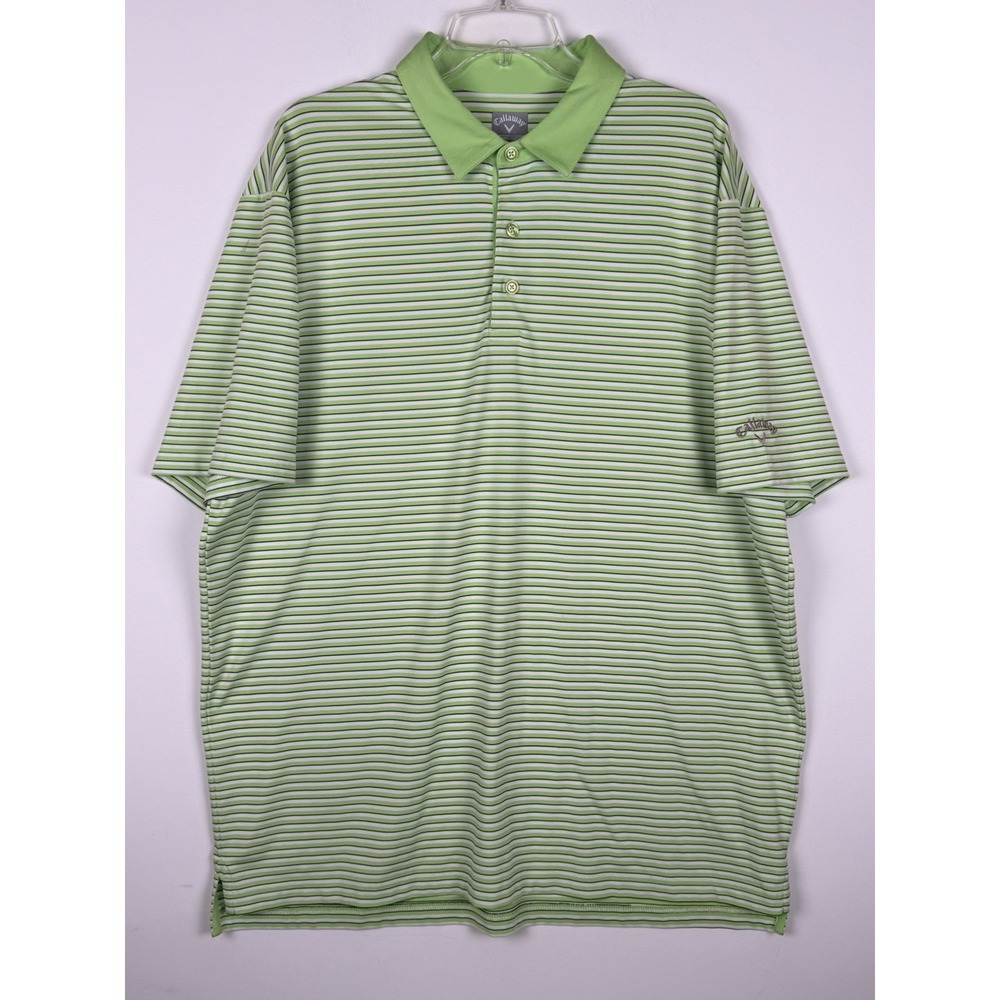 Callaway‎ Mens Golf Shirt XL Opti Dri Polo Blue Lime Green/white Short Sleeve